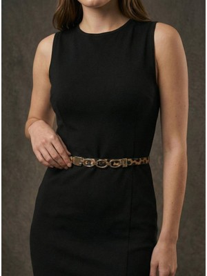 Fiori Gold Zincir Toka Detaylı Kadın Kemeri, Pantolon Kemeri,