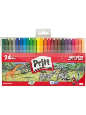 Karokstore Keçeli Kalemler, Çocuk Dostu Zararsız Boya, Su Bazlı Renkli Kalem, Silinebilir Boya Kalemi, Dayanıklı Kırtasiye Malzemesi, 24 Renkli Paket