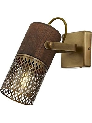 Karokstore AR-60265-1E Eskitme Kaplama Modern Avize E27 Metal Ahşap 6X12CM