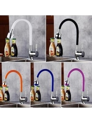 Karokstore Oynar Başlıklı Spiral Renkli Kubar Lavabo, Mutfak Esnek Musluk Borusu Silikon Musluk Başlığı