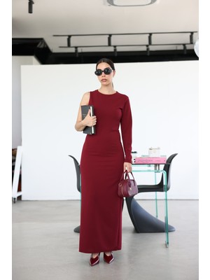 Özge Özgenç Tek Kollu Uzun Elbise
