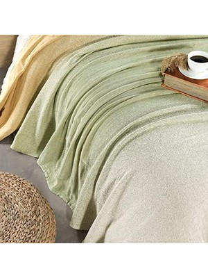 Karokstore %100 Pamuklu Degrade Dokuma Battal Boy (Size) 240X260CM Antialerjik Nefes Alabilen Dört Mevsim Pike Yatak Örtüsü (Yağ Yeşili)