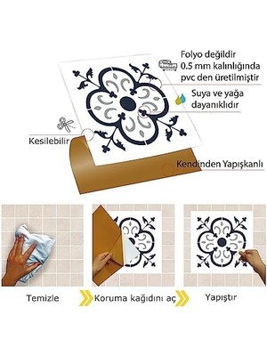 Karokstore Kendinden Yapışkanlı Kaplama, Çıkartması, Duvar Zemin Kaplama Solo Fas Desenli Pvc 30X30 cm (11 Adet / 1 M²)