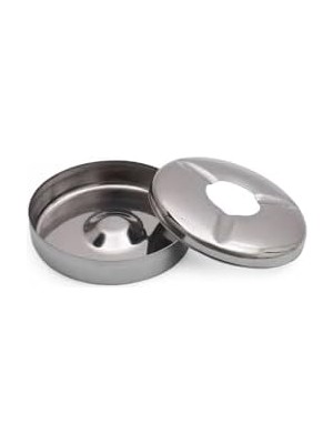 Karokstore Paslanmaz Çelik Skoçlu Parlak Ince Açık Yuvarlak Model Küllük Dekoratif Kül Tablası 10 cm Kapaklı