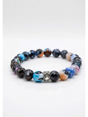 MMİF Doğal Akik Taşı Bileklik 8mm Kadın ve Erkek Mor Nazaraetkili