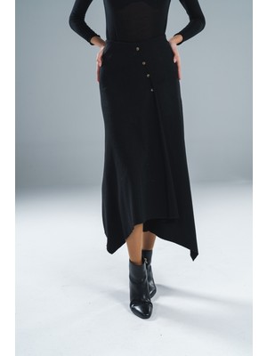 Paw Garage Kadın Selanik Kumaş Ön Düğmeli Uzun Etek