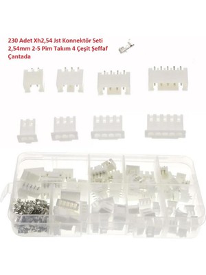 Hatfon 230 Adet Xh2,54 Jst Konnektör Seti 2,54MM 2-5 Pim Takım 4 Çeşit Şeffaf Çantada