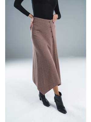 Paw Garage Kadın Selanik Kumaş Ön Düğmeli Uzun Etek