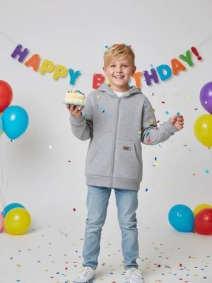 Zekids Çocuk Pamuklu Kapüşonlu Basic Hırka