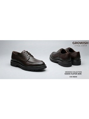 Growish GR0464 Hakiki Floter Deri Yanık Acı Kahve Yüksek Eva Taban Spor Klasik Balıksırtı Erkek Ayakkabı