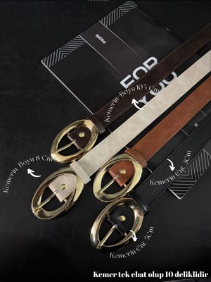 Fiori 4'lü Oval Tokalı Antik Kadın Pantolon Kemeri, Ceket Kemeri, Gömlek Kemeri, Elbise Kemeri