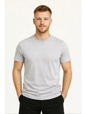 Axxel Erkek Gri Kısa Kollu T-SHIRT-D405