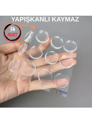 Mobilya Dolap Kapağı Ses Önleyici Cam Kesme Tahtası Ayağı Şeffaf Yapışkanlı Stoper Ayak 14 Adet