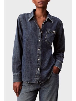 Calvin Klein Pamuklu Regular Fit Klasik Yaka Kot Gömlek LV047E742G3UA Bayan Kot Gömlek LV047E742G 3ua