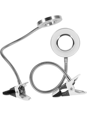 -8x Büyütmeli Mandallı, USB Girişli Masa Lambalı, Okuma ve Güzellik Salon Için Büyüteç 2088A ( Lisinya )