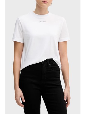 Calvin Klein Pamuklu Regular Fit Bisiklet Yaka Logolu T Shirt LV147C857GYAA Bayan T Shirt LV147C857G Yaa