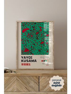 Persona Istanbul Yayoi Kusama "tokyo 1993" - Yeşil & Kırmızı Puantiyeli Modern Sanat Posteri (Çerçevesiz)