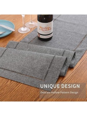 Karokstore Masa Örtüsü, 32X180CM Rustik Çiftlik Evi Gri Masa Örtüsü, Günlük Kullanım Polyester Masa Örtüsü, Dekoratif Masa Örtüsü Çiftlik Evi Tarzı, Günlük Yemek, Düğün, Parti, Tatil Evi Için