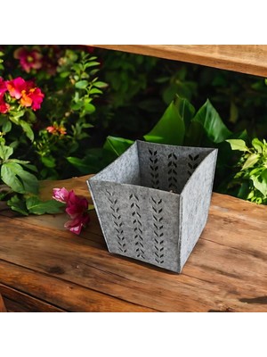 Karokstore Keçe Saklama Kutusu – Gri Renk, 16X16X16 cm Dekoratif Organizer Sepet, 3 mm Kalınlıkta, Çok Amaçlı Tekli Kutu