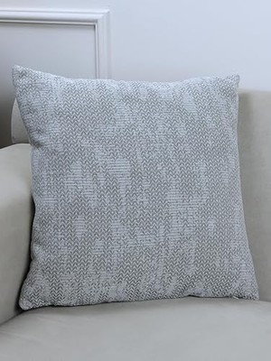 Karokstore Herringbone Gri Renk Çizgi Desenli 45X45 Kırlent Kılıfı