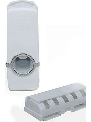 Karokstore Otamatik Diş Macunu Sıkacağı ve 5 Adet Diş Fırçalığı Macun Sıkacak Diş Fırçası Banyo Askı Seti