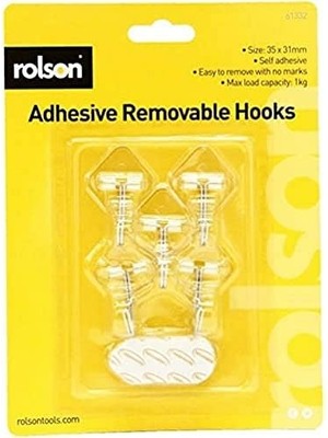 Karokstore 61332 5 Pc 35 x 11 mm Removable Adhesive Metal Hooks