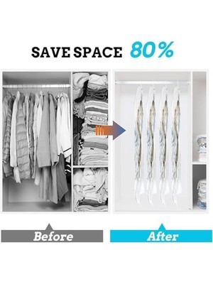 Karokstore 3'lü Askılı Vakumlu Hurç Elbise Torbası Kılıfı 145X70 105X70 90X60 Vakumlu Gamboç Kıyafet Koruma ve Saklama Çantası Dolap Düzenleyici Organizer