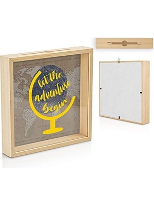 Karokstore Let The Adventure Begin Tasarımlı Ahşap Kumbara
