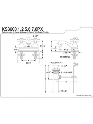 Karokstore KS3601PX Restorasyon Porselen Çapraz Saplı 4 Inç Lavabo Bataryası, Parlak Krom