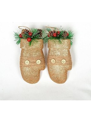 Karokstore Yılbaşı Süsü Eldiven 'li 2'li Paket Dore 12X18,5 Cm.