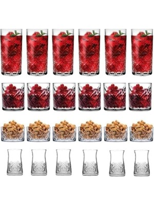 Karokstore 24 Parça Meşrubat Su - Çerezlik ve Çay Bardağı Seti Çeyizlik Seti 545BEST44498333322.