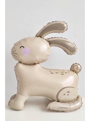 Karokstore Bej 3D Büyük Boy Tavşan Folyo Balon