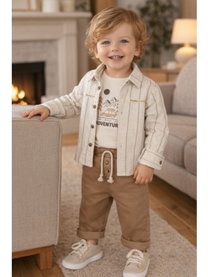 Baby Hola Araba Baskılı Müslin Kumaş Erkek Bebek Üçlü Takım Set Babyhola 2215