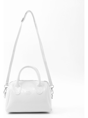 SHAKA Kırışık Dokulu Beyaz SHK184 Suni Deri ,fermuarlı Tek Bölmeli ,askılı El, Kol ve Omuz Çantası