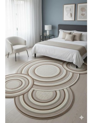 Türkeri Halı Çok Parçalı Dairesel Şekilli Özel Kesimli Dekoratif Halı