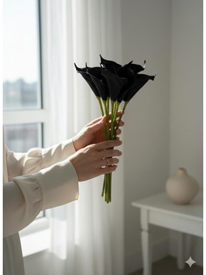 Yapay Çiçek Deryası 8li Gala Çiçeği Siyah Esintili Özel Gün ve Vazo Süsü