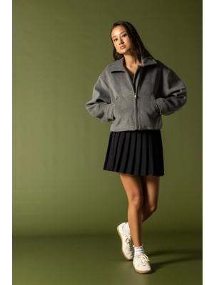 Nisan Triko Fermuarlı Kaşe Ceket