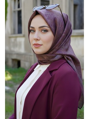 İmaj Butik Mürdüm Soft Dijital Pamuklu Eşarp