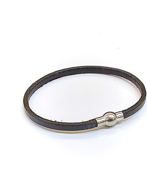 Herşey Nota Anthracite Smoke Line – Antrasit Füme Tek Sıra Deri Erkek BILEKLIK-1393