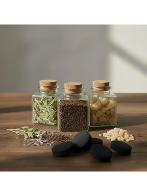 Nomad Dökme Tütsü Seti - 3 Çeşit Bitki & Reçine + 10 Adet Tablet Kömür - Adaçayı, Üzerlik, Akgünlük