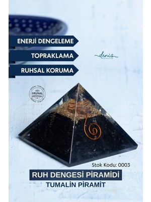 Deniz Doğal Taş Sertifikalı Turmalin Doğal Taş Piramit - Ruh Dengesi Piramidi S.K:0003