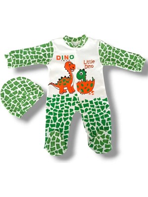 Minitex Penye Pamuklu Şapkalı 2 Parça Bebe Tulum