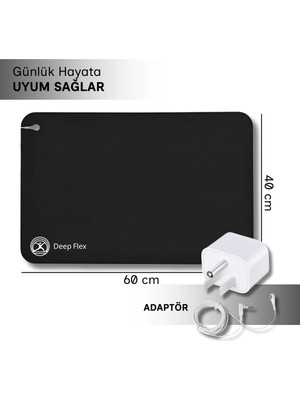 Deepflex Topraklama Matı Seti – Kablo + Priz Adaptörü Dahil – Kaydırmaz, Suya Dayanıklı – 40X60 cm