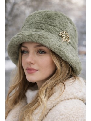 Modex Yumuşak Doku Hayat Ağacı Broş Detay Peluş Fötr Balıkçı Şapka