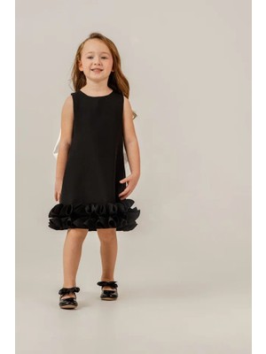 Eray Kids Kız Çocuk Arkası Büyük Fiyonklu Doğum Günü Özel Gün Abiye Elbise