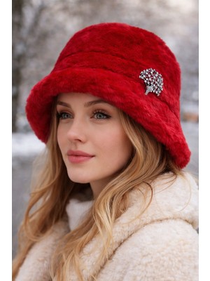 Modex Yumuşak Doku Hayat Ağacı Broş Detay Peluş Fötr Balıkçı Şapka