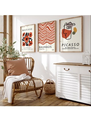 Pam Studio Matisse Bauhaus Picasso 3’lü Ahşap Tablo Seti – Modern Sanat Minimalist Duvar Dekoru