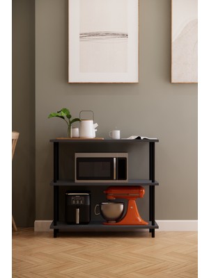 Solto Home MA40-17 Çevir Kur Modüler 3 Raflı Kahve Köşesi | Aletsiz Kolay Kurulum | Çok Amaçlı Raf