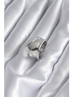 HERŞEYBURDAMODA Gümüş Renk Plaka Kadın Yüzük