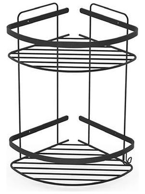 Tema 2 Katlı Köşe Mat Siyah Şampuanlık Paslanmaz 18X18
